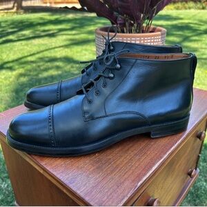 Salvatore Ferragamo Black Leather Lace Up Boots